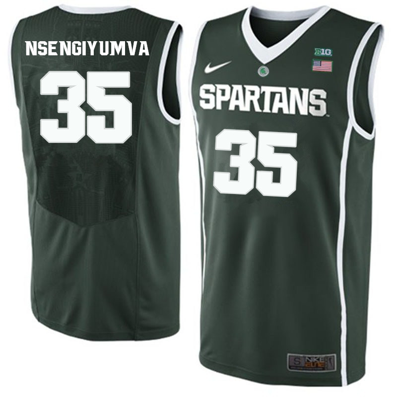 Men #35 David Nsengiyumva Michigan State Spartans College Basketball Jerseys-Green